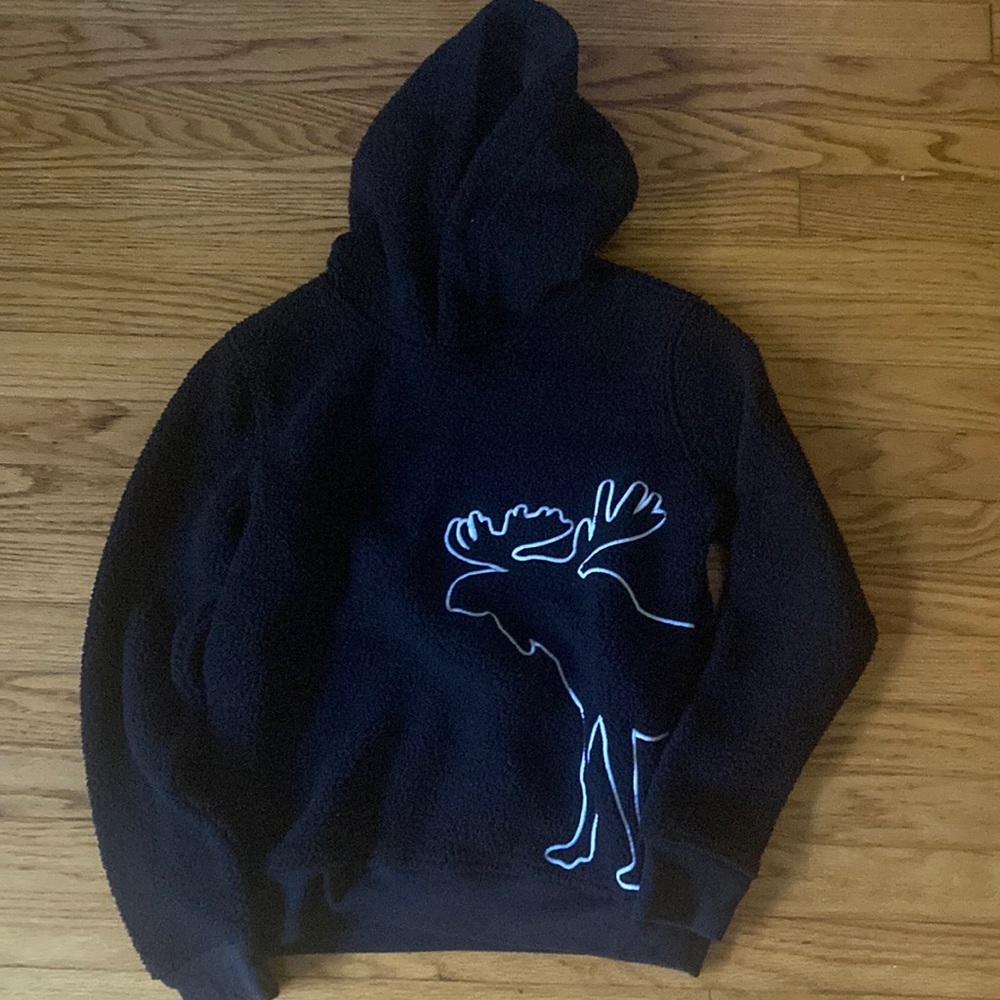 Kids black Abercrombie Sherpa hoodie
